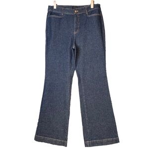 NEW! Talbots Flare Dark Denim Jeans Size 10, 30” Inseam High Rise Waist Wide Hem
